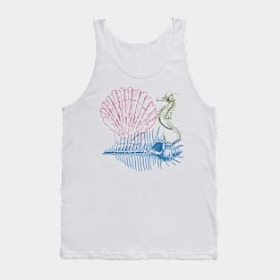 Seashells And A Seahorse Design Tank Top